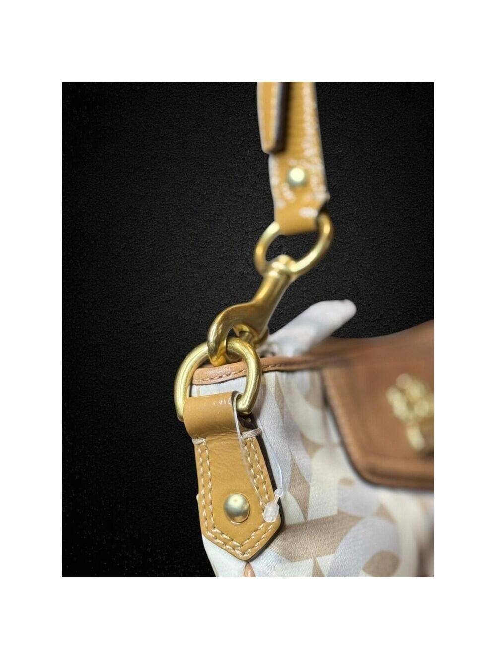 Coach Madison Signature Op Art Crossbody (Style 43316) NWOT Tan/Silver - Picture 5 of 9